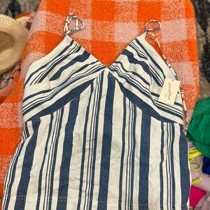 Universal Thread Blue and White Striped Tank Top